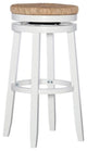 Linon Morgan 31.6" Wood Seagrass Swivel Seat Bar Stool in White