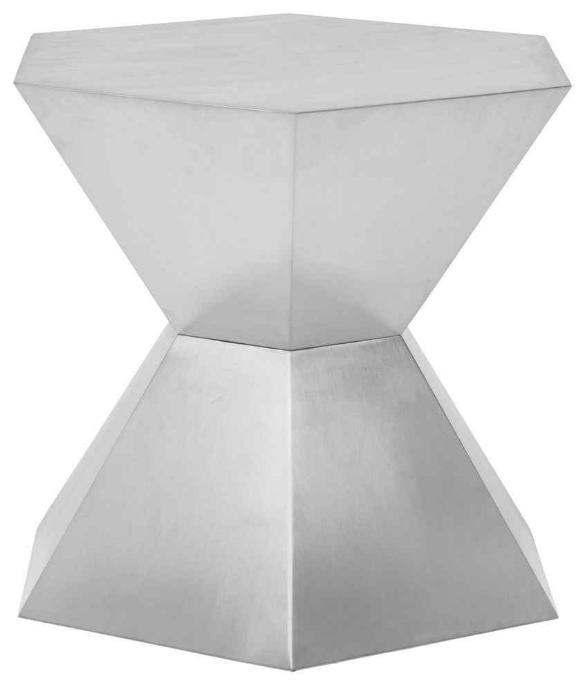 Hexa Stainless Steel Side Table, Brushed Stainless