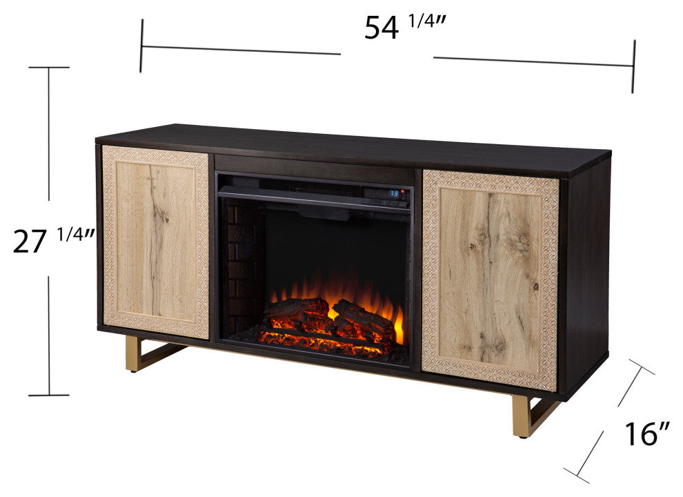 Bebington Electric Media Fireplace With Carved Details