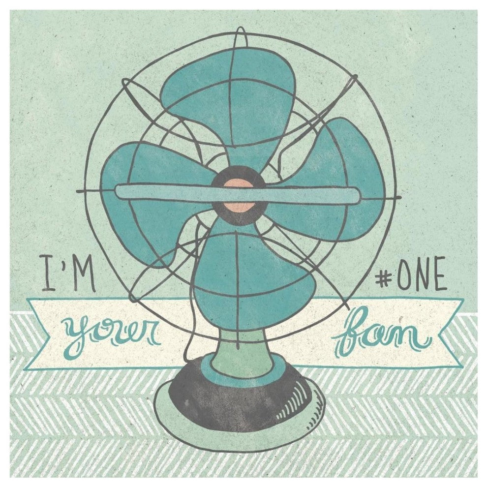 "Retro Fan Gray" Digital Paper Print by Mary Urban, 32"x32"