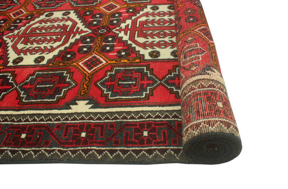 Fine Vintage Distressed Apolonio Red/Ivory Runner, 3'9 x 10'3