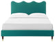 Platform Bed Frame, King Size, Teal Blue, Velvet, Modern, Bedroom Guest Suite