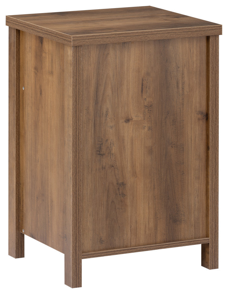 Melamine Board Nightstand with Door and Exterior Shelves