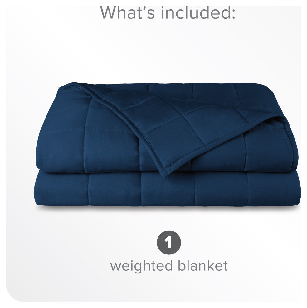 Bare Home Weighted Blanket, Cotton Dark Blue, 60"x80", 17lb