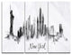 "Silhouette Ink New York" Glossy Metal Wall Art, 3 Panels, 36"x28"