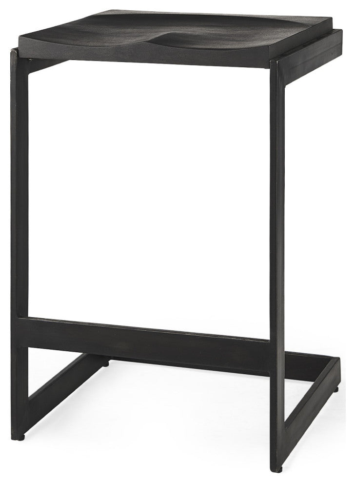 26" Black Cheeky Wood and Metal Counter Stool