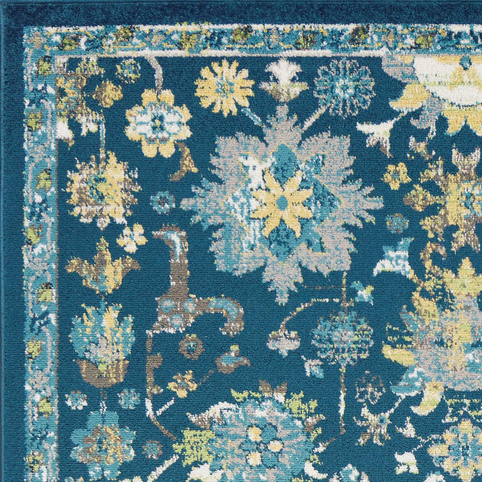 HomeRoots 94" X 130" Teal Polypropylene Rug