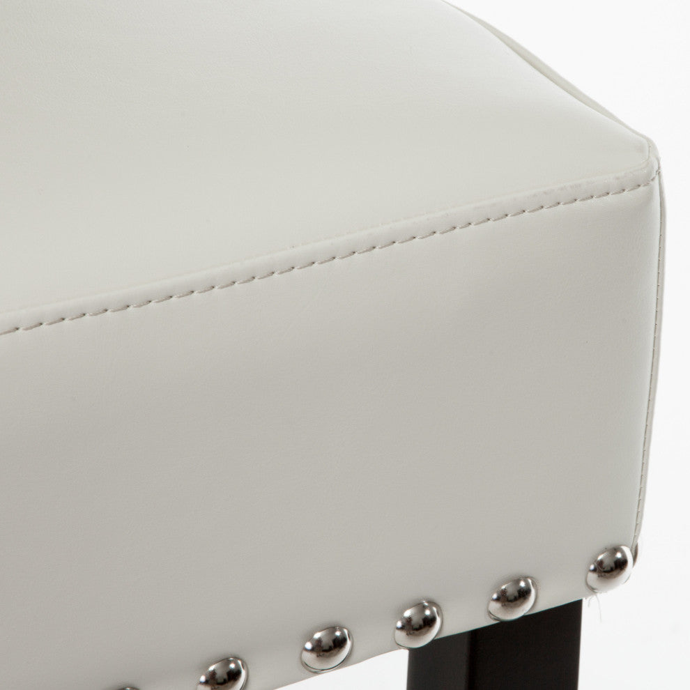 GDF Studio Chantal Backless Leather Stools, Set of 2, Ivory, Counter Height: 26"