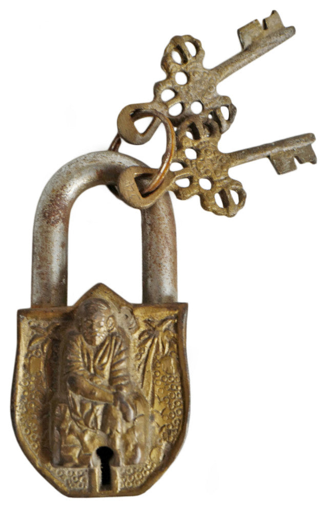 Consigned Brass India Old Monk & Om Lock