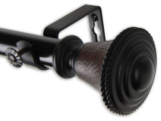 Urn 1" Curtain Rod, Black, 160"-240"