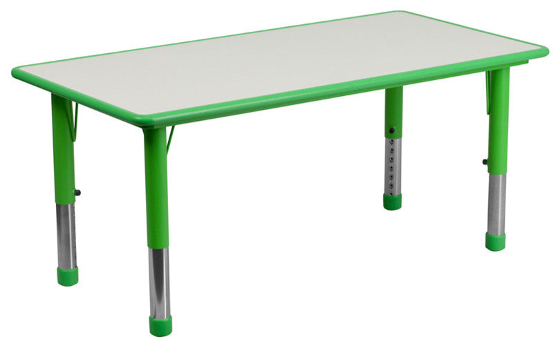 Green Plastic Height Adjustable Activity Table With Gray Top
