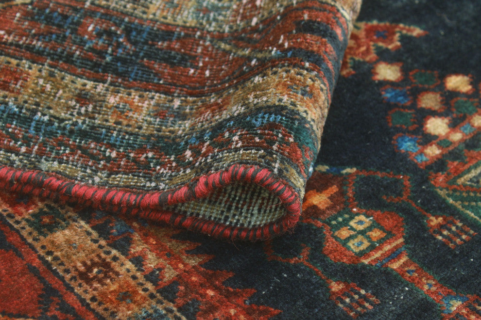 Vintage Distressed Francisca Charcoal/Burgundy Runner, 3'9x8'8