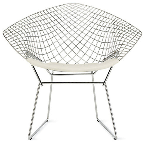 Diamond Lounge Chair, Chromed Steel With Leatherette Pu Pad, Set of 2