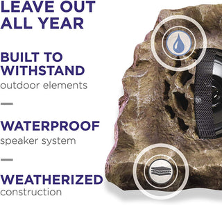 Solar-Powered Outdoor Waterproof Bluetooth Rock Speaker, Brown