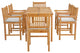 7 Piece Teak Elzas 71" Rect. Bistro Counter Set, 6 Counter Stools, Arms