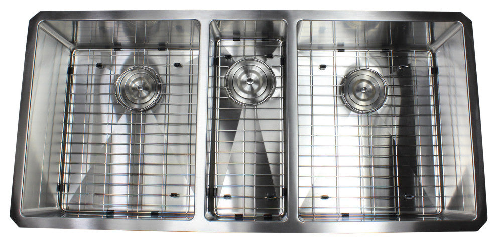 42" 16 Gauge Undermount Triple Bowl Stainless Steel Sink Package
