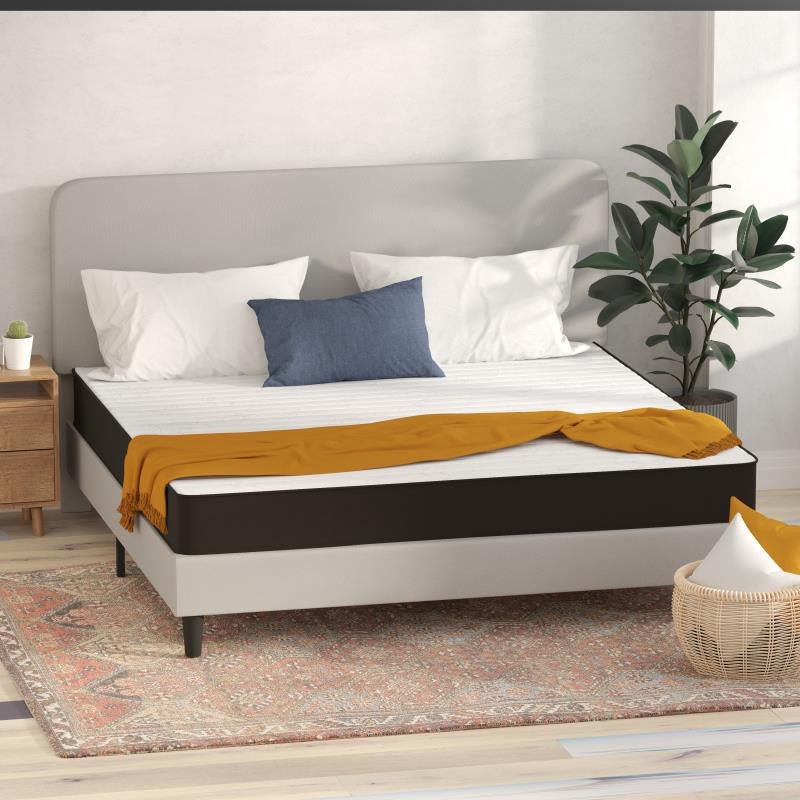 Capri Comfortable Sleep 8 Inch CertiPUR-US Certified Hybrid Mattress in a Box, Gray, King