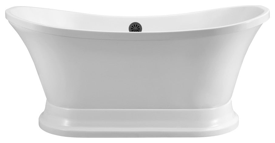 68" Streamline NPT9201BL Soaking Freestanding Tub With External Drain