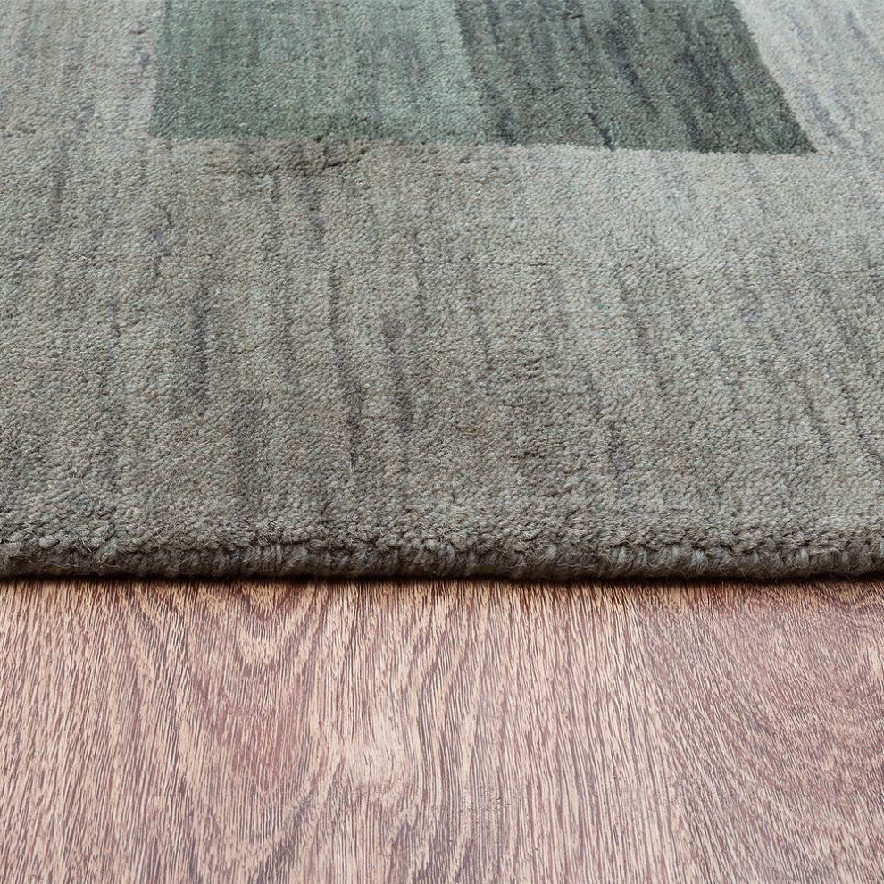 HAND KNOTTED LOOM WOOL ECO-FRIENDLY AREA RUGS - Rectangle, Green, Contemporary