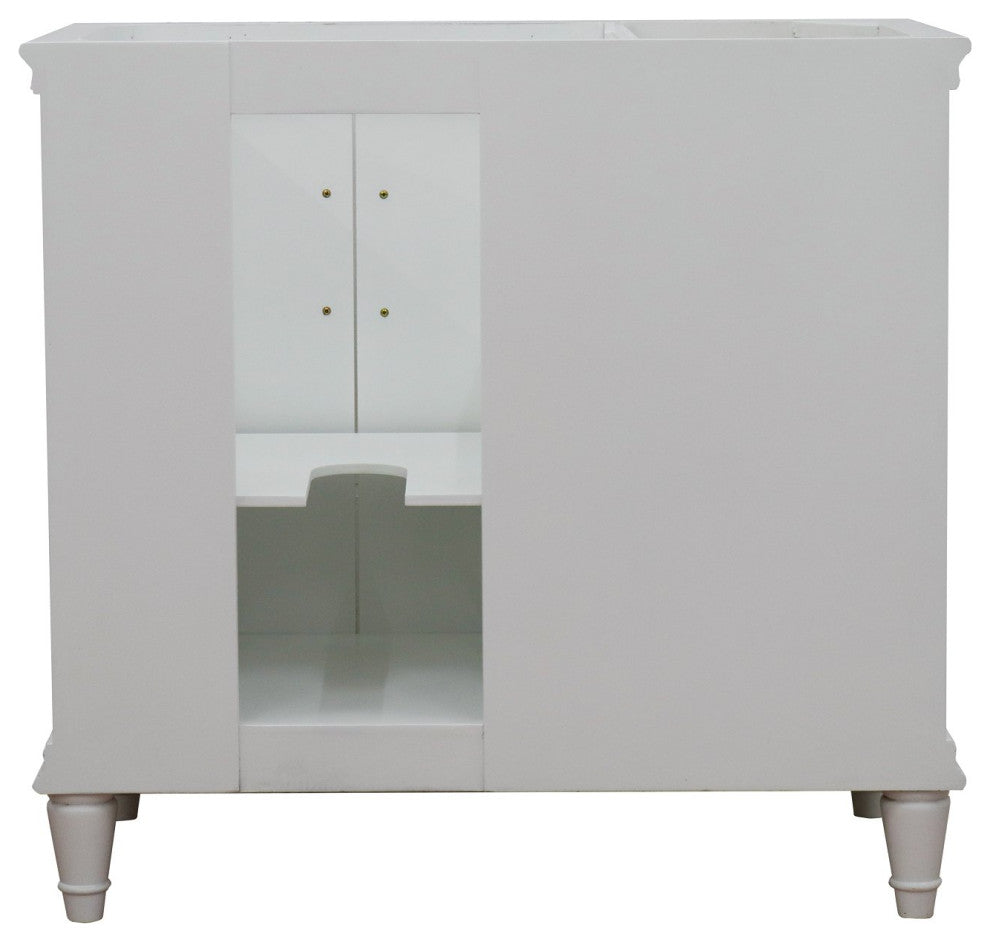 37" Single Vanity, White Finish With Black Galaxy