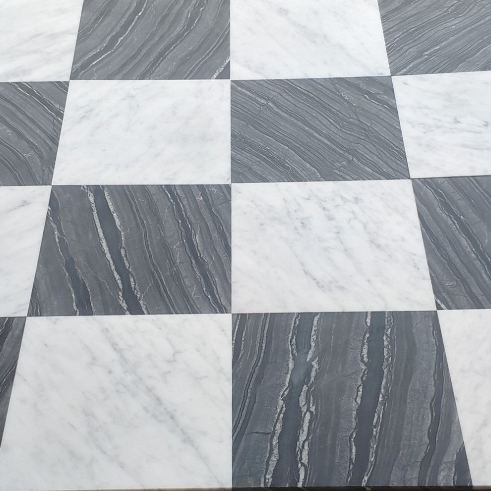 Silver Wave Black Forest Grey Antico Wood Vein Marble 12x12 Tile Honed,100sq.ft.