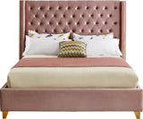 Barolo Velvet Upholstered Bed, Pink, Queen