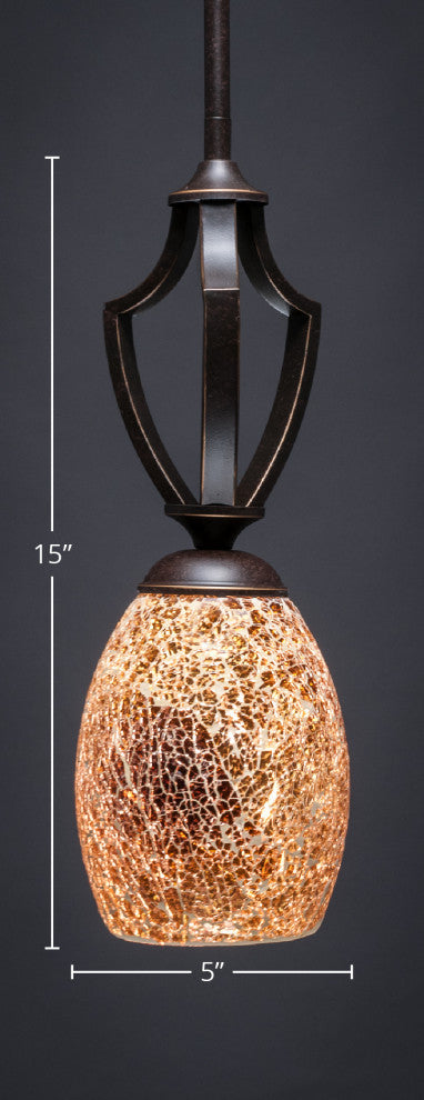 Zilo 1 Light Mini Pendant, 5" Gold Fusion Glass