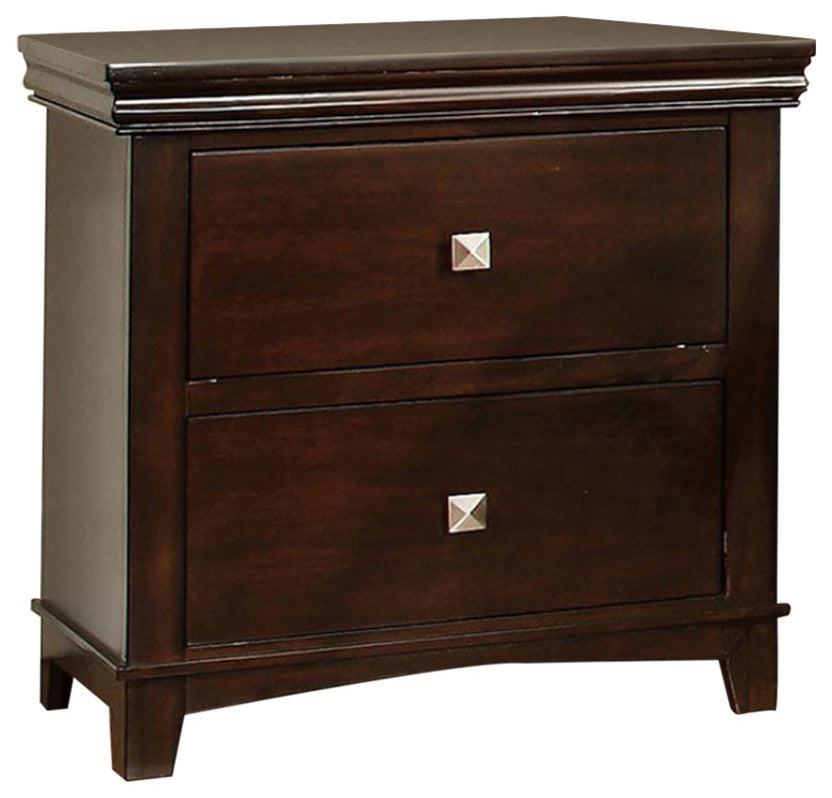 Benzara BM123110 Pebble Transitional Nightstand, Espresso Finish
