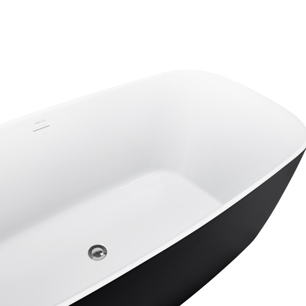 59" Acrylic Roll-Top Flatbottom Non-Whirlpool Bathtub, Black