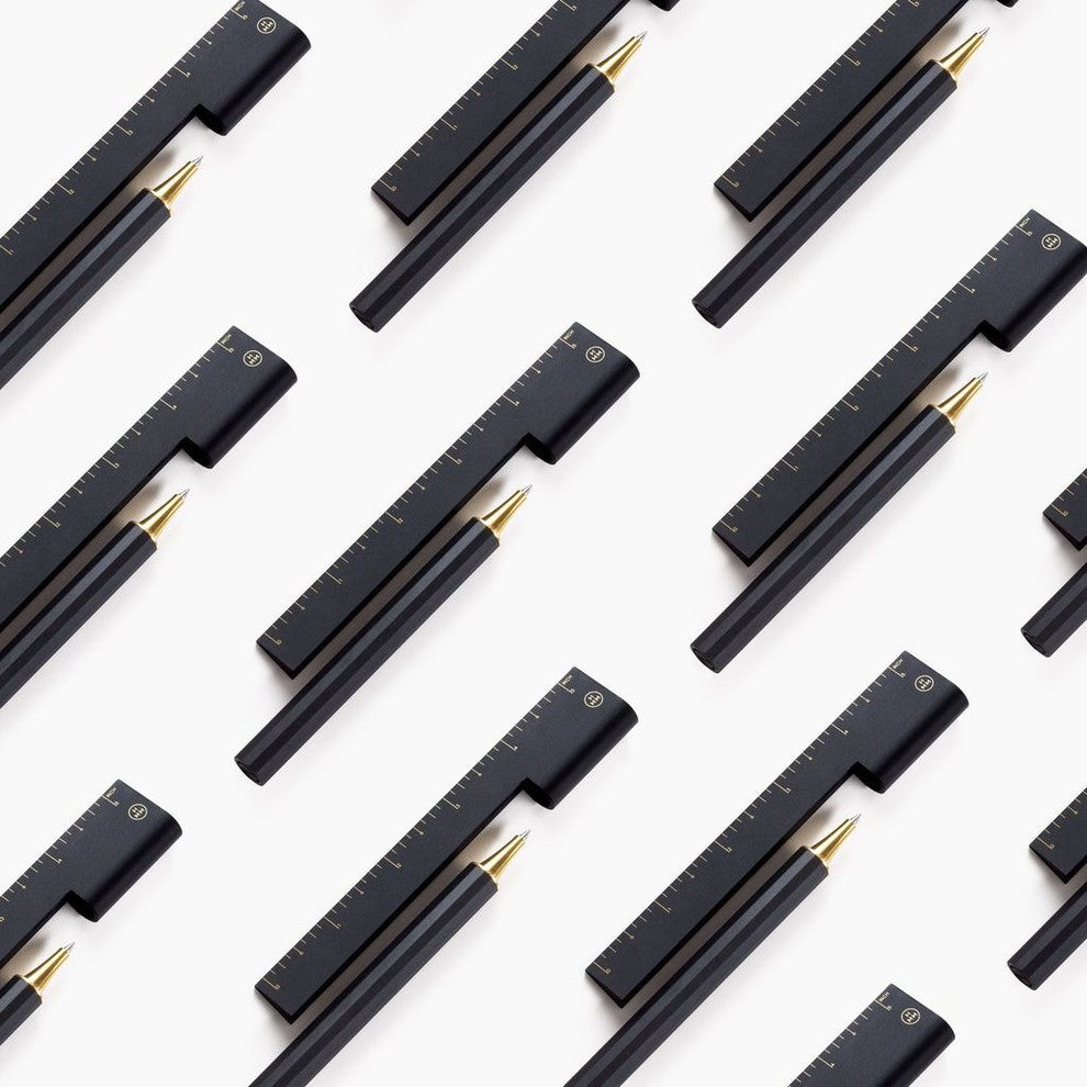 HMM Rule/One Ruler & Pen Set, Gold