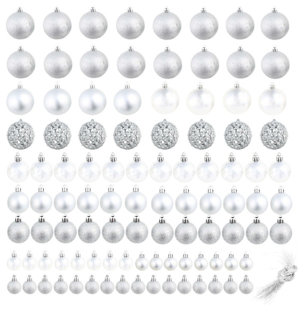 Vidaxl 100 Piece Christmas Ball Set 2.4" Silver