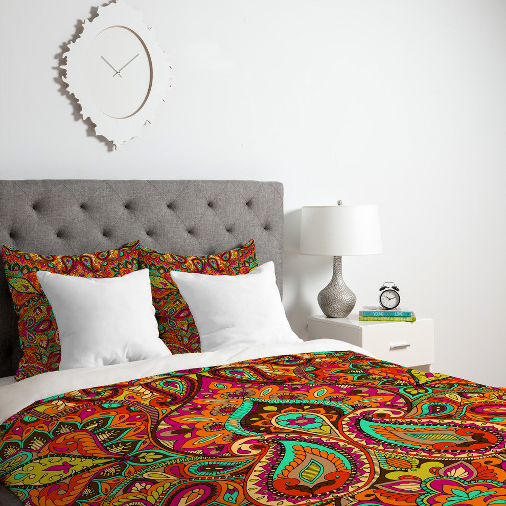 Deny Designs Aimee St Hill Paisley Orange Duvet Cover - Lightweight