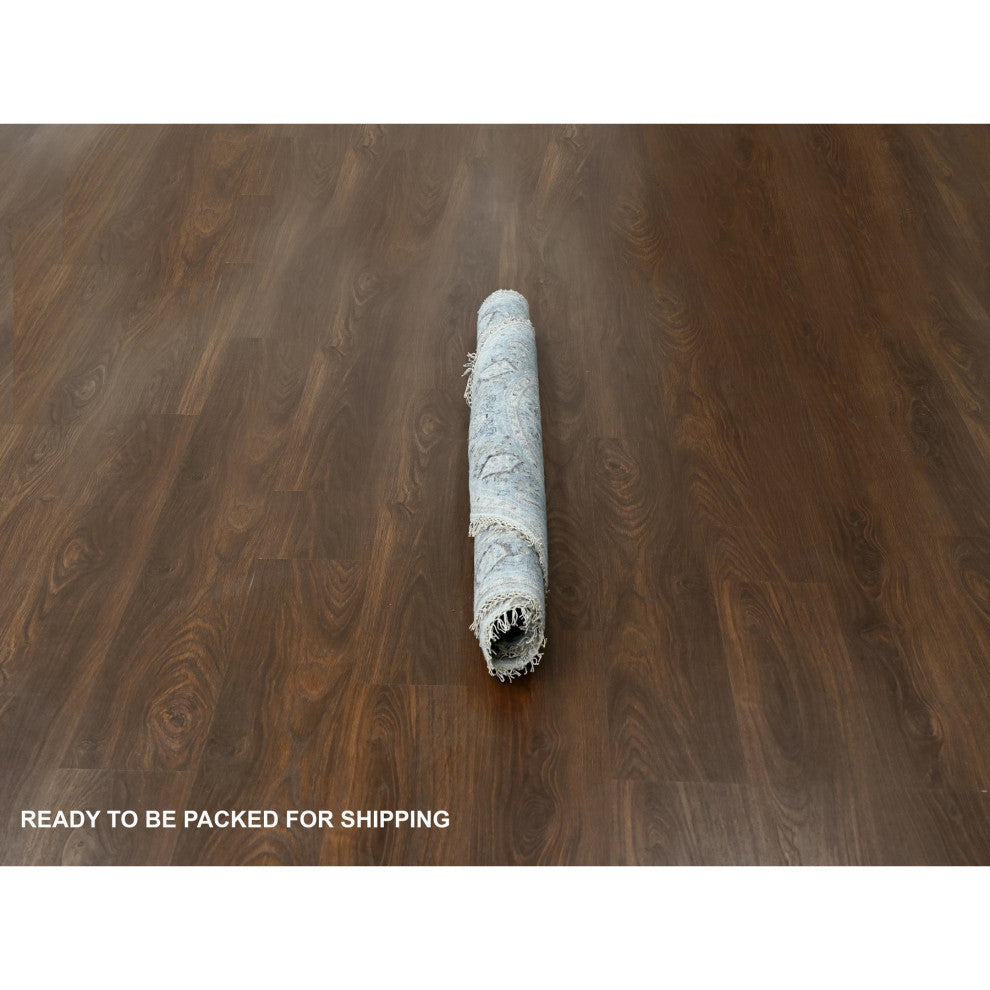 Chrome Denser Weave Oushak Soft Wool Hand Knotted Round Rug, 5'x5'