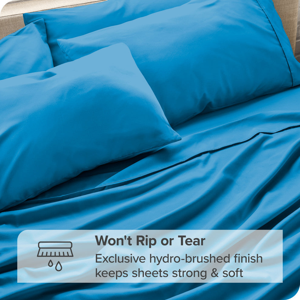 Bare Home 6-Piece Microfiber Sheet Set, Medium Blue, Queen