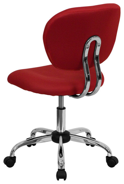 Mid-Back Red Mesh Swivel Task Chair with Chrome Base