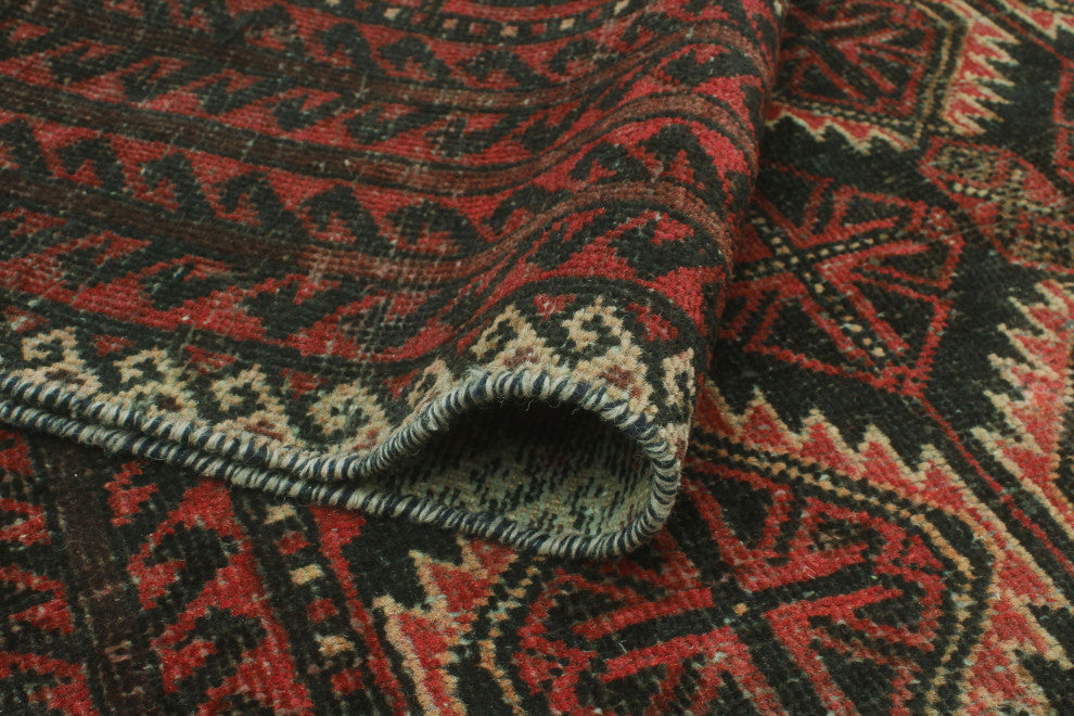 Vintage Distressed Kamelya Charcoal/Rust Rug, 3'7x6'2