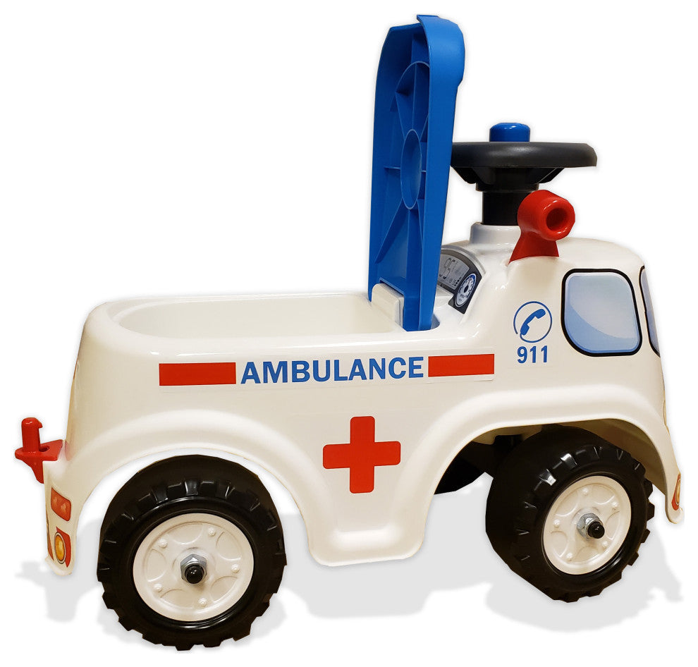 Ambulance Vehicle With Opening Seat And Steering Wheel, Ride-On And Push-Along