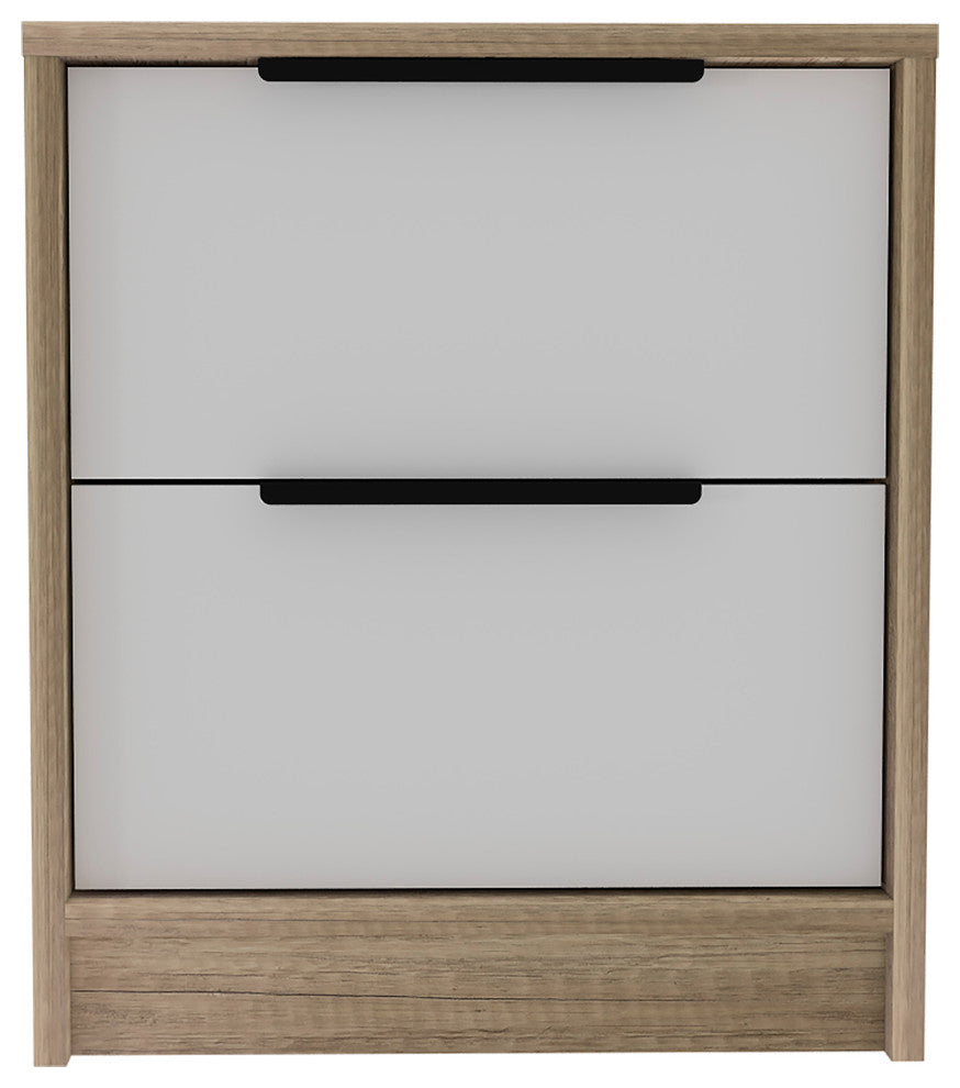 Egeo Night Stand, White / Light Oak