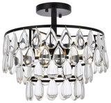 Elegant Lighting 1103F14 Mila 3 Light 14"W Semi-Flush Waterfall - Black