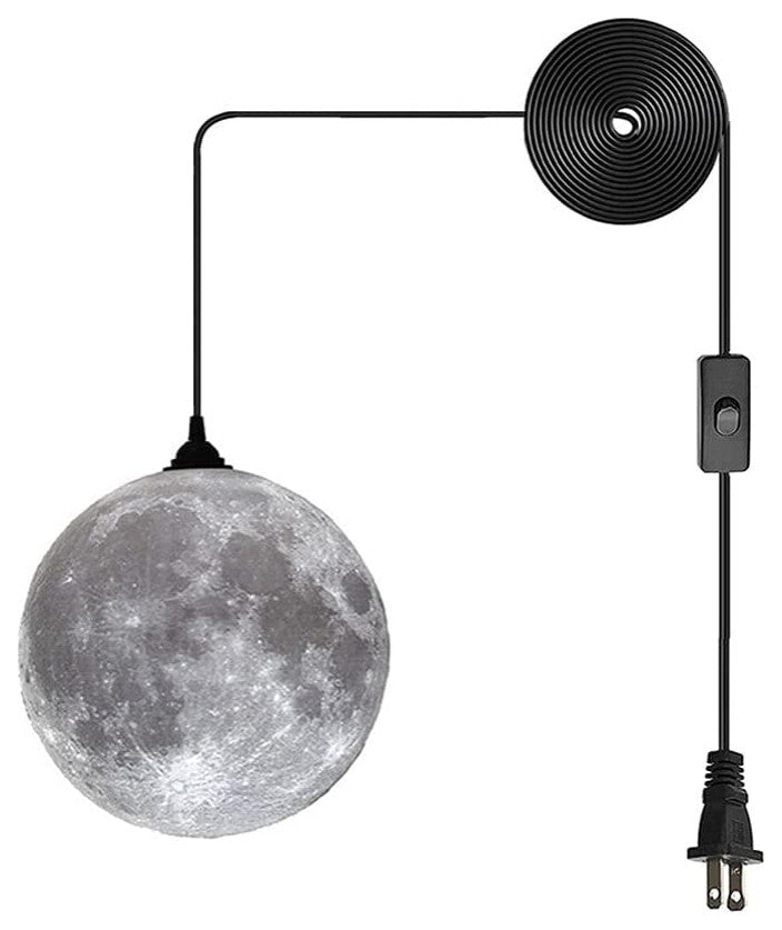 Moon Plug In Pendant Light, Adjustable Hanging Ceiling Lighting Fixture