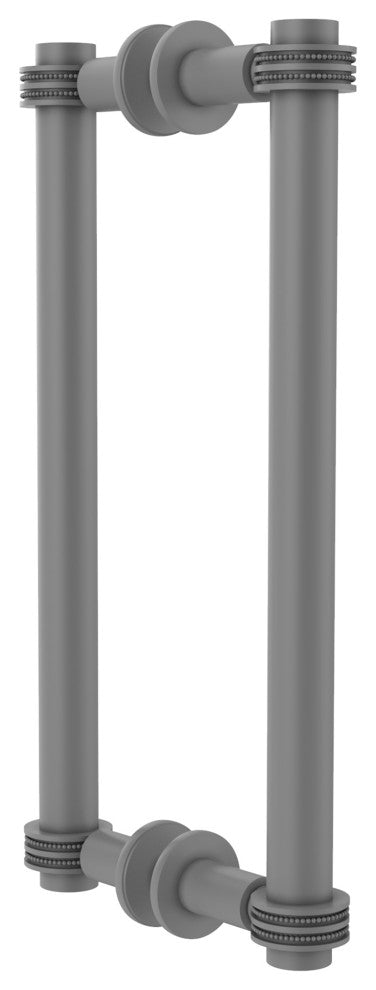 Contemporary 12" Dotted Accent Back to Back Shower Door Pull, Matte Gray