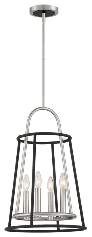 6-Light Chandeiler, Black+Nickel