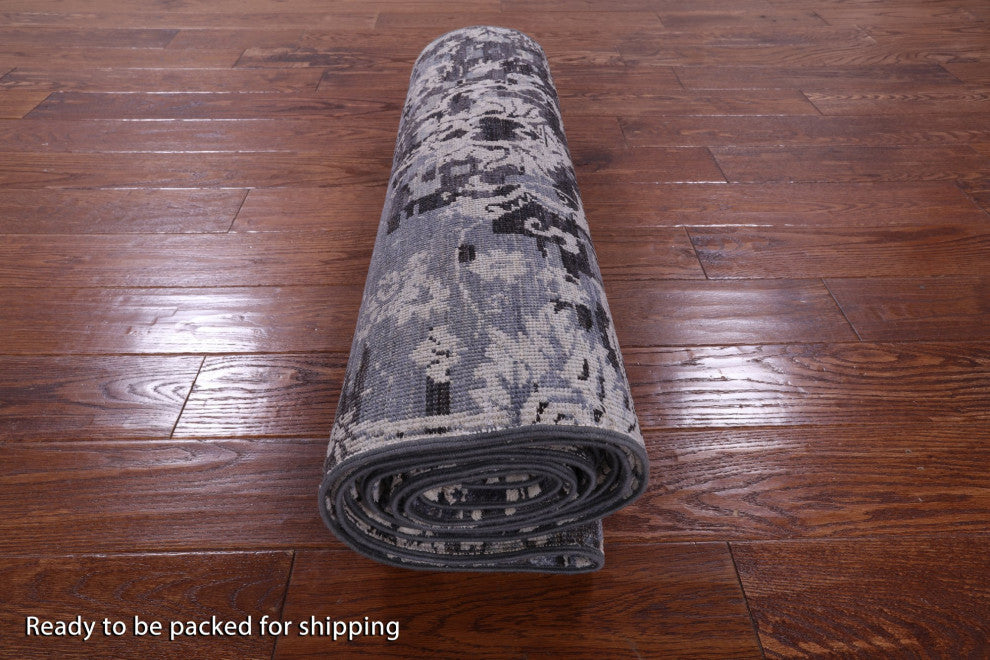 Runner Modern Hand-Knotted Wool and Silk Rug 2' 10" X 14' 0" Q10331