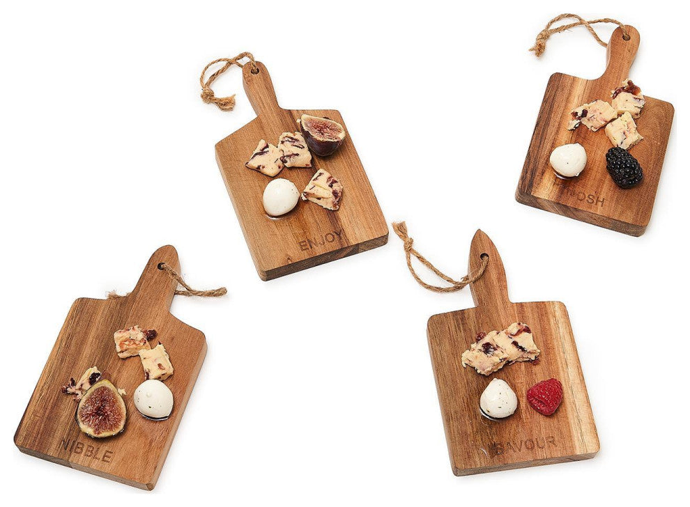 Two's Company Set of 4 Individual Wood Charcuterie Boards