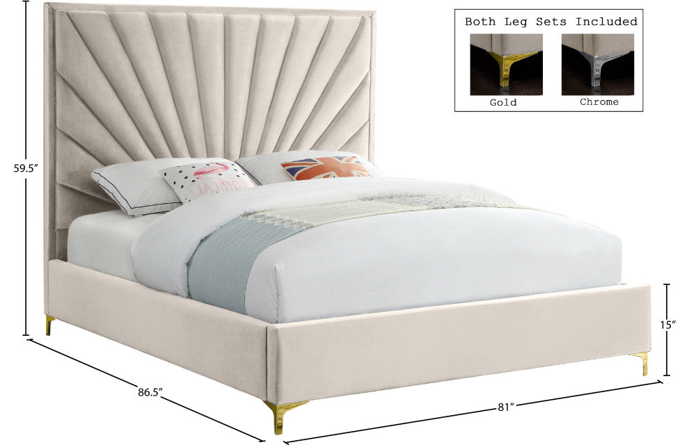 Eclipse Velvet Bed, Cream, King