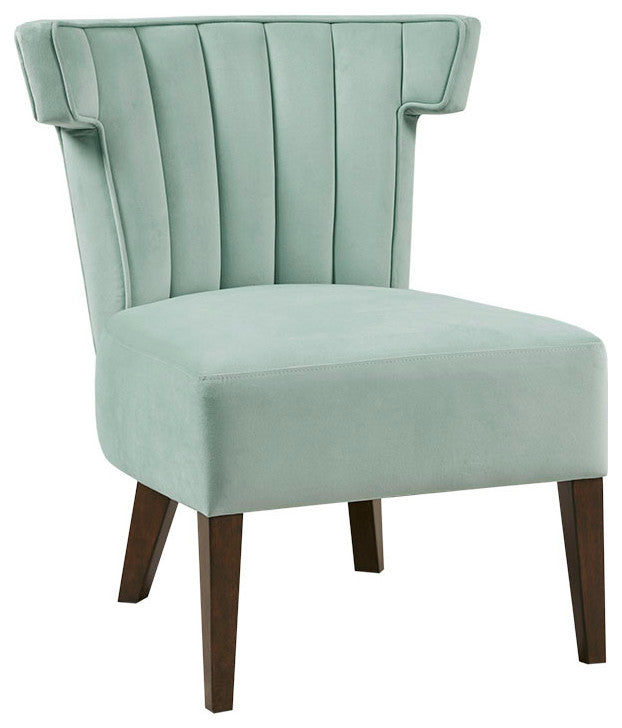 Madison Park Grafton T-Shape Simi Wing-Style Velvet Lounge Chair, Seafoam