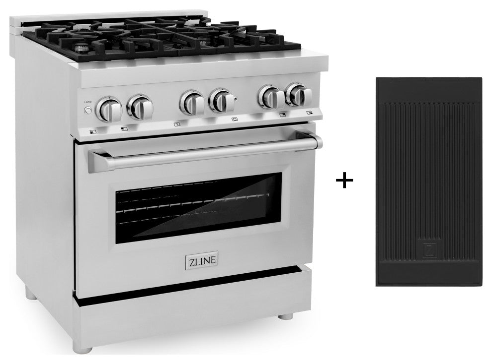 ZLINE 30" Dual Fuel Range, Stainless With Reversible Griddle RA-GR-30