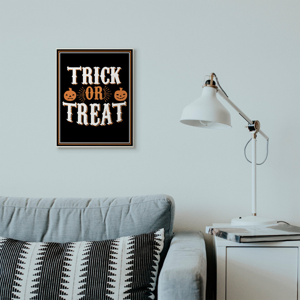 Trick Or Treat Orange Black Holiday Word Design, 13"x19"