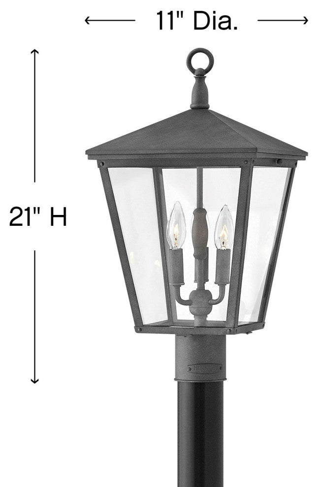 Hinkley Trellis Medium Post Top Or Pier Mount Lantern, Aged Zinc