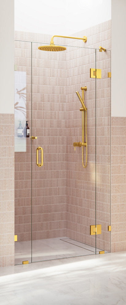 36.25"Wx78"H Frameless 3 Panel Inline Shower Door, Satin Brass